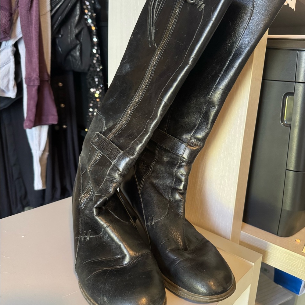Black Leather Knee-High Boots- one of a kind!